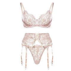 Western Ribbon Patchwork Floral Embroidery Bra