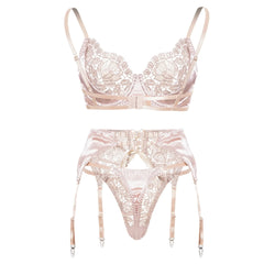Western Ribbon Patchwork Floral Embroidery Bra