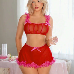Western Bikini Split Underwear Cross Strap Soft Comfort Semitransparent Breathable Erotic Bikini Lingerie Set