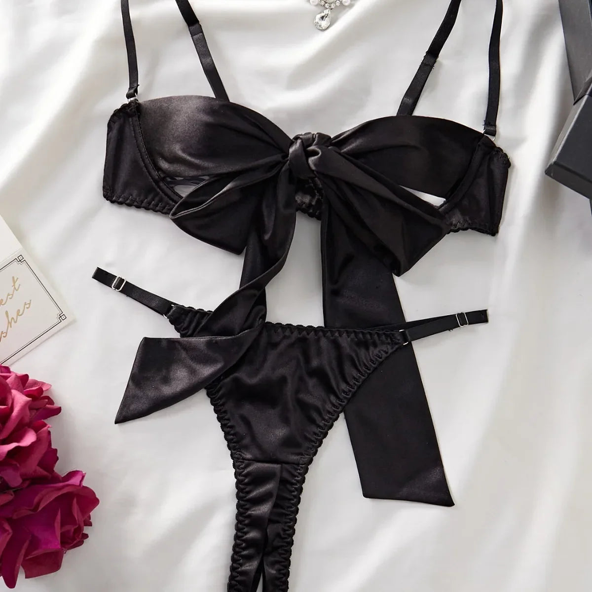 Western Black Hollow Out Bowknot Lace Up