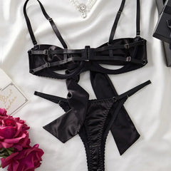 Western Black Hollow Out Bowknot Lace Up