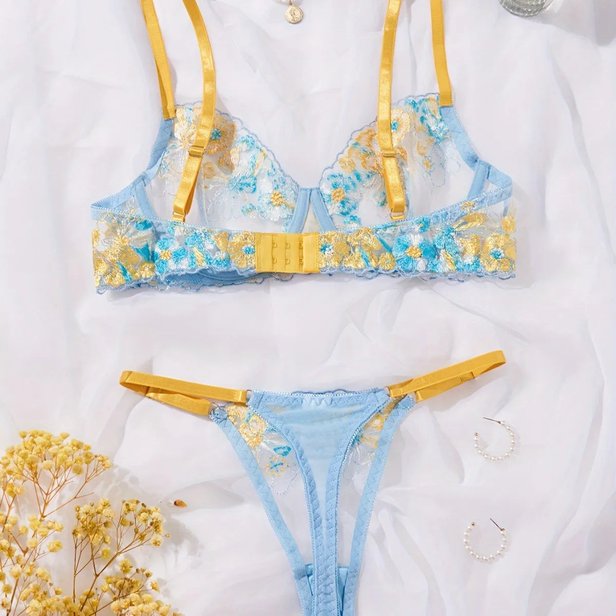 Western Yellow Blue Color Block French Style Fresh
