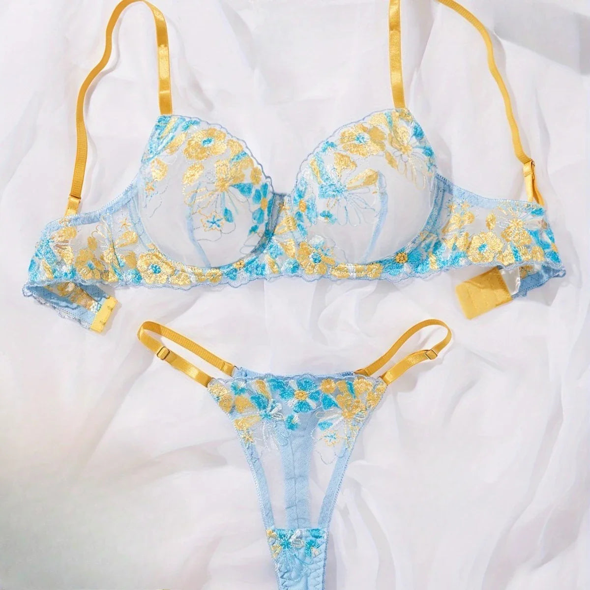 Western Yellow Blue Color Block French Style Fresh