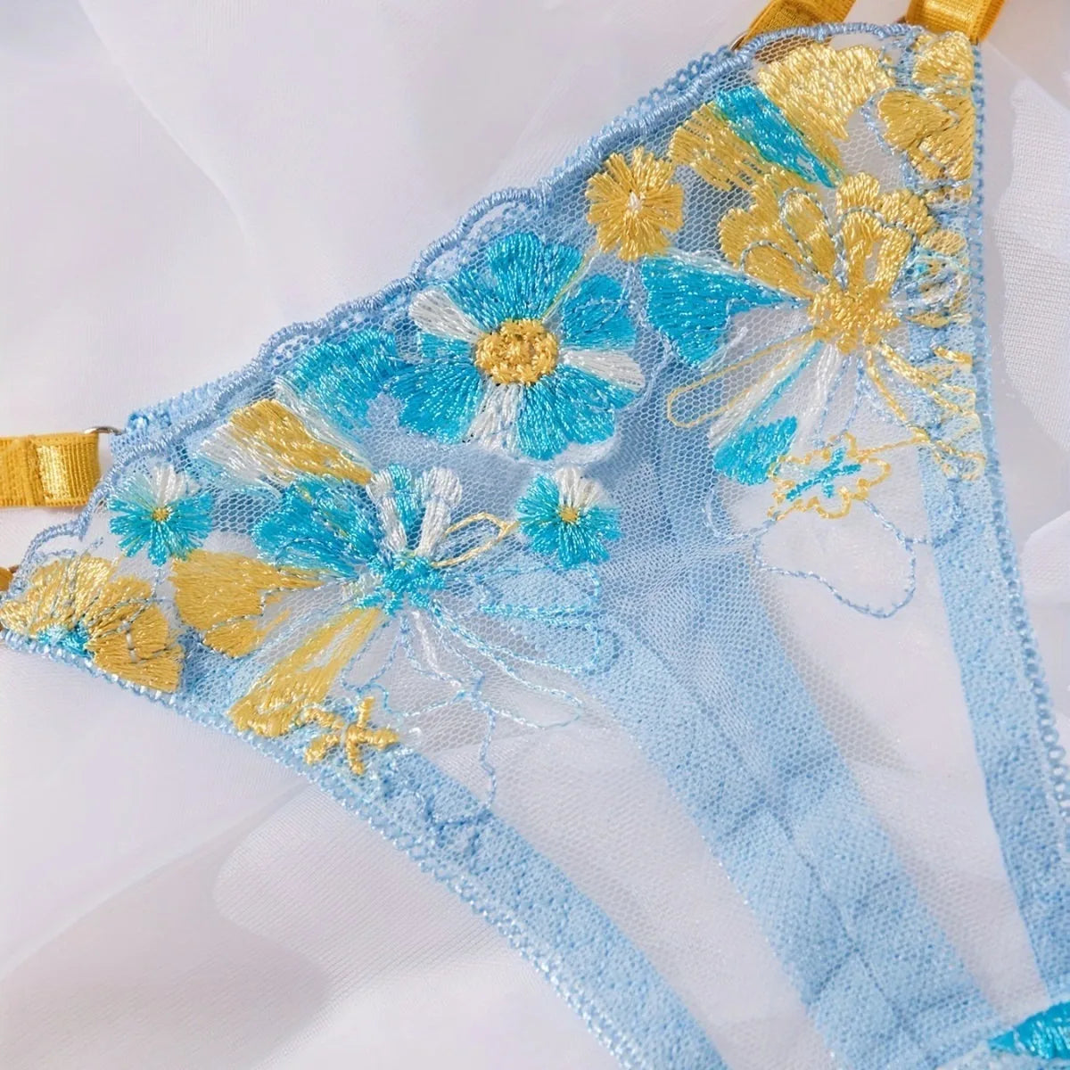 Western Yellow Blue Color Block French Style Fresh