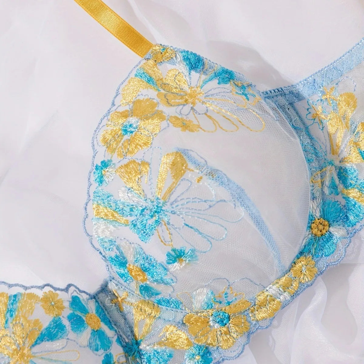 Western Yellow Blue Color Block French Style Fresh