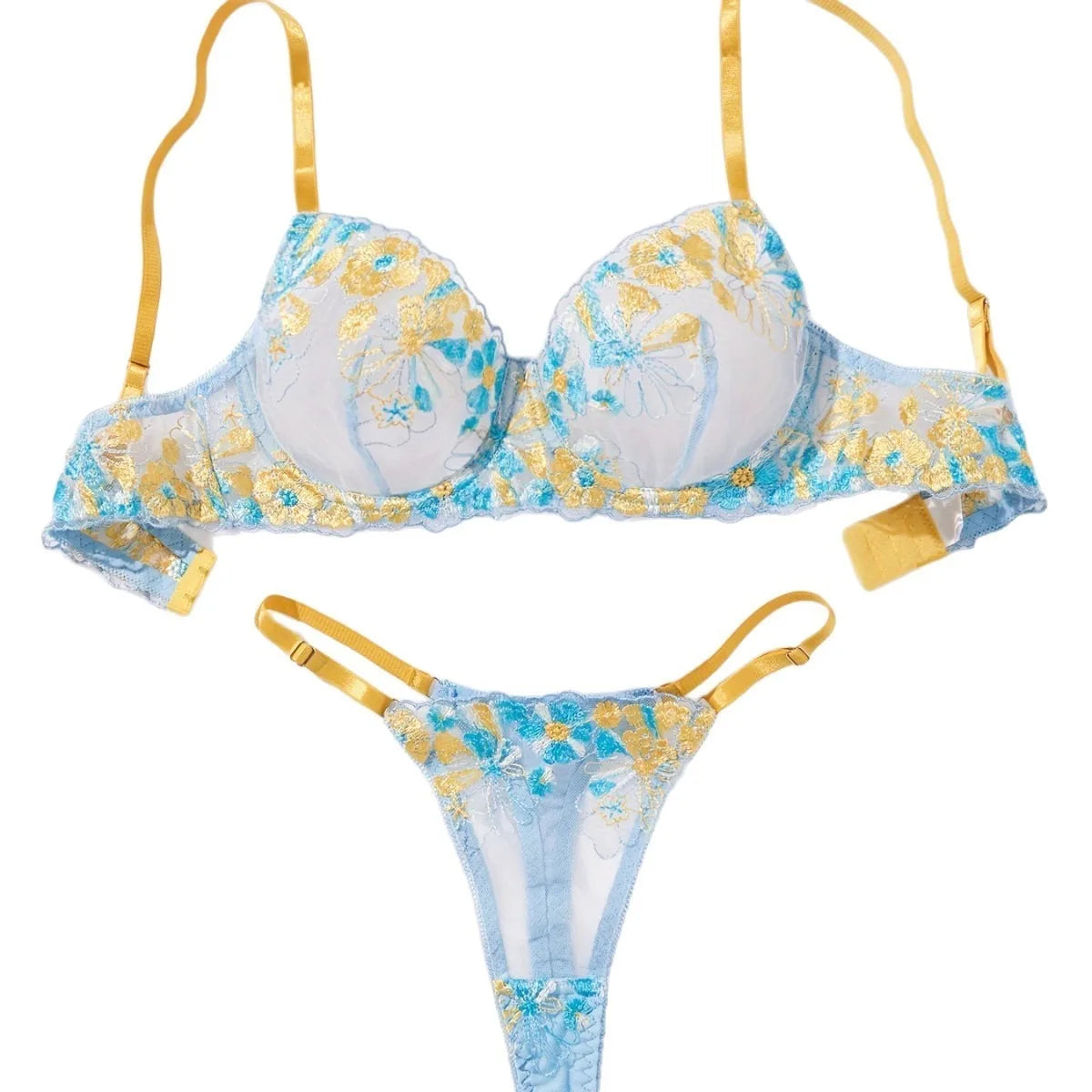 Western Yellow Blue Color Block French Style Fresh