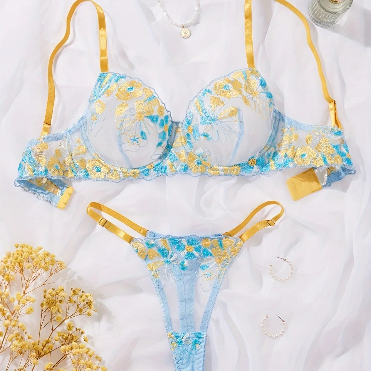 Western Yellow Blue Color Block French Style Fresh