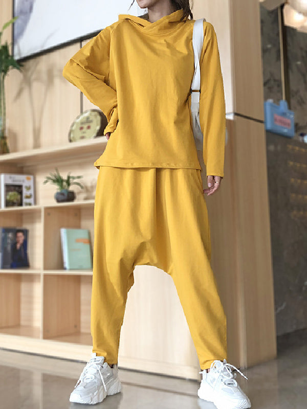 Casual Solid Hoodie&Pants Suits