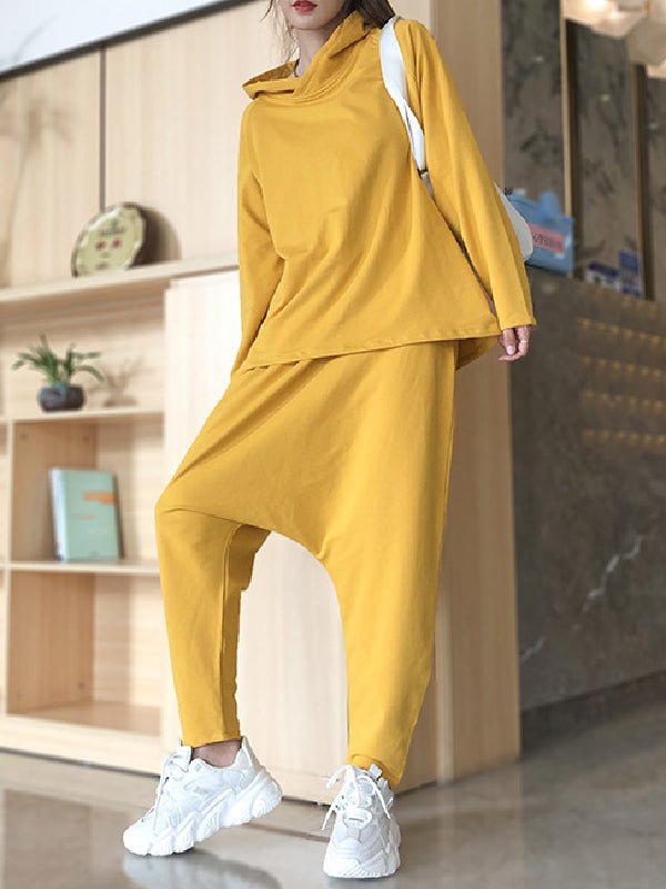 Casual Solid Hoodie&Pants Suits