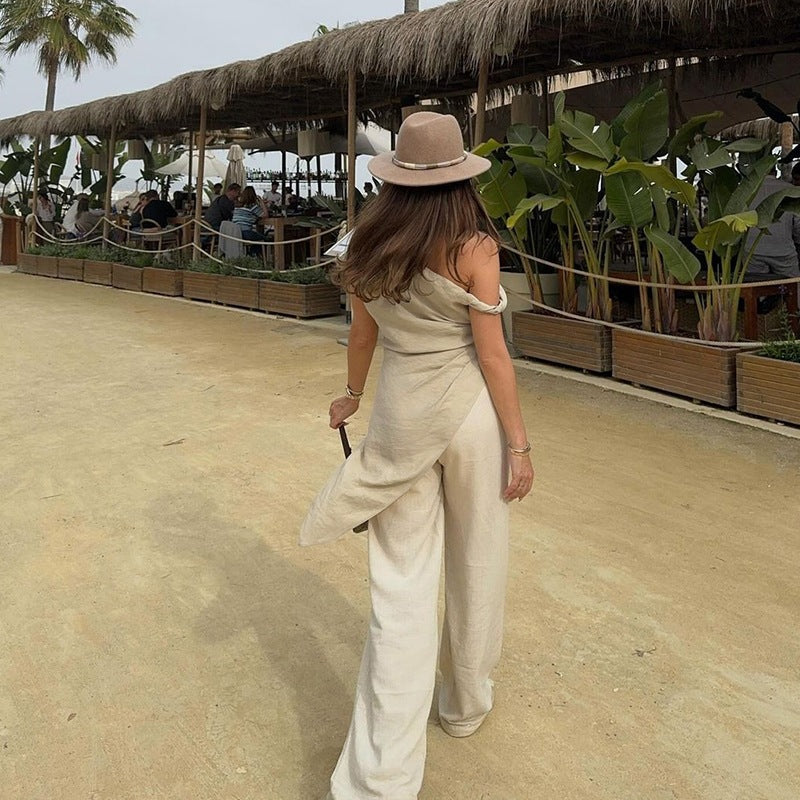 Pleated Solid Color Sleeveless Boat Neck Vest Top