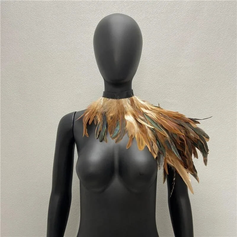 One Shoulder Feather Scarf Snood Gothic Style  Scarve Shawls Punk Party Halloween Performance Show Decoration
