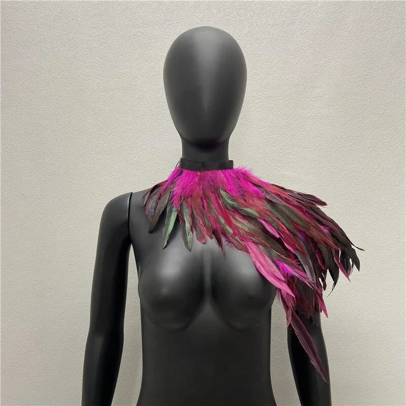 One Shoulder Feather Scarf Snood Gothic Style  Scarve Shawls Punk Party Halloween Performance Show Decoration