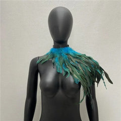 One Shoulder Feather Scarf Snood Gothic Style  Scarve Shawls Punk Party Halloween Performance Show Decoration
