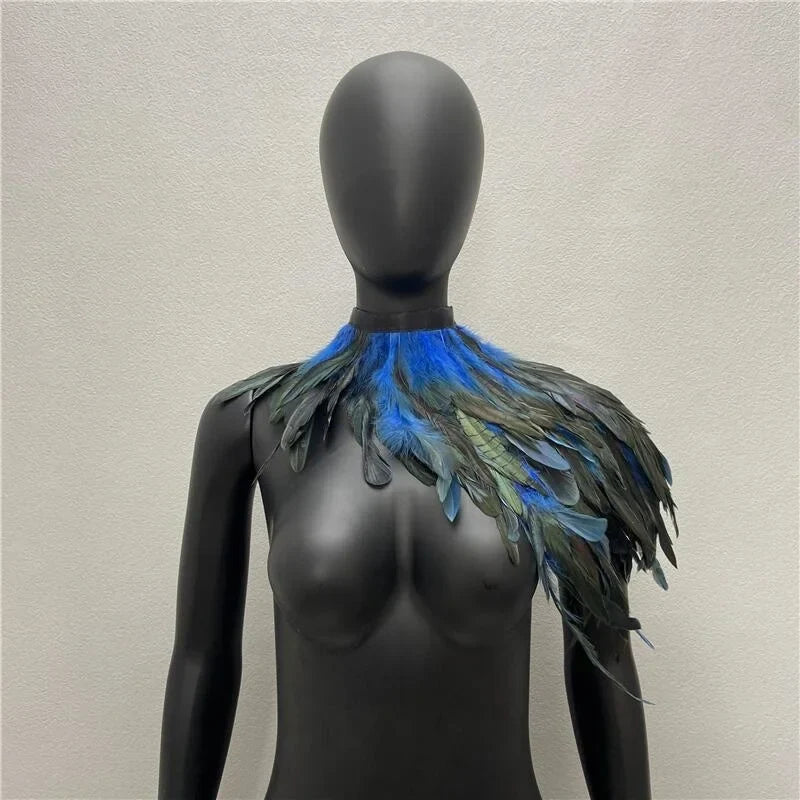 One Shoulder Feather Scarf Snood Gothic Style  Scarve Shawls Punk Party Halloween Performance Show Decoration