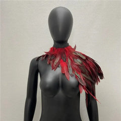 One Shoulder Feather Scarf Snood Gothic Style  Scarve Shawls Punk Party Halloween Performance Show Decoration