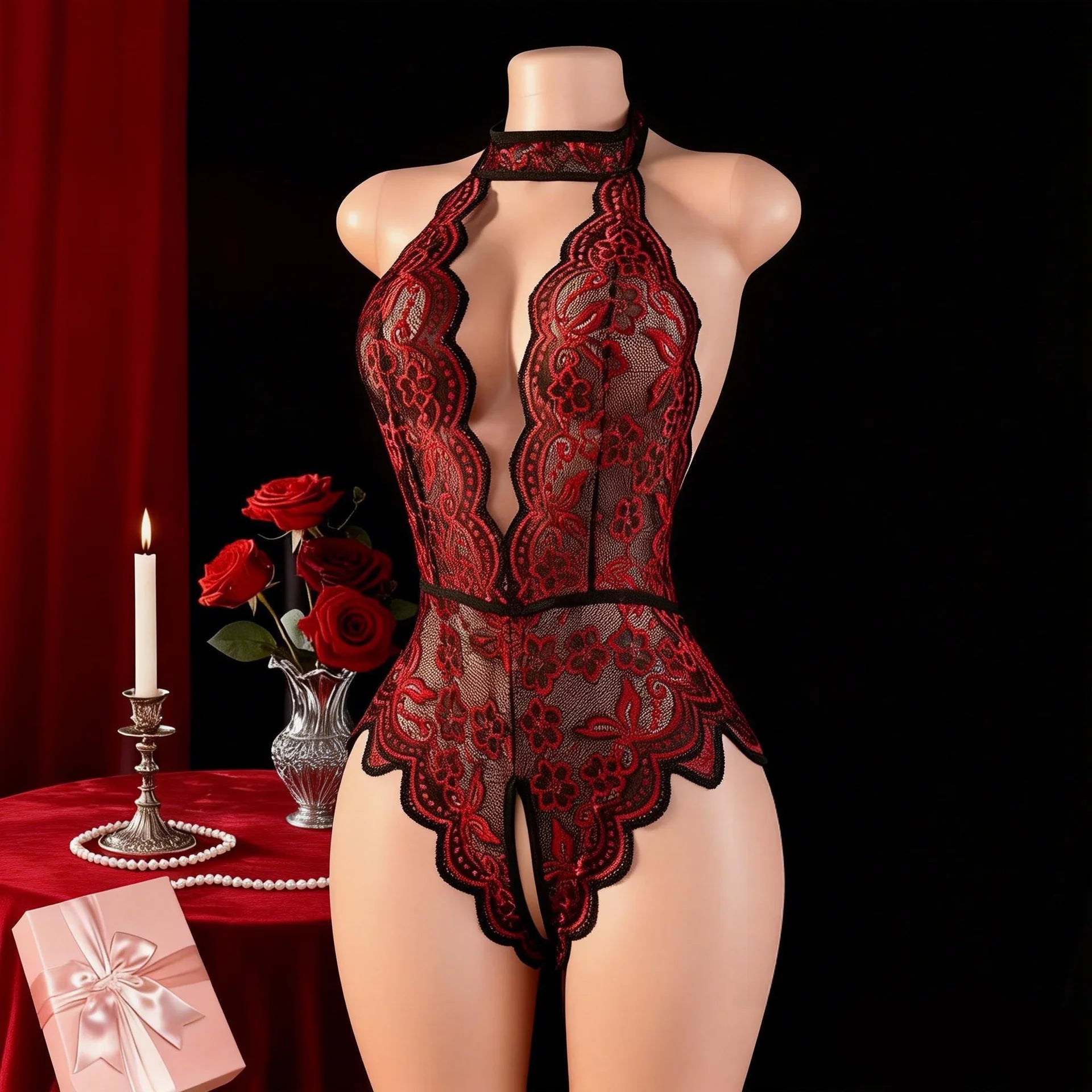 Open Crotch Crotchless Lace Skinny