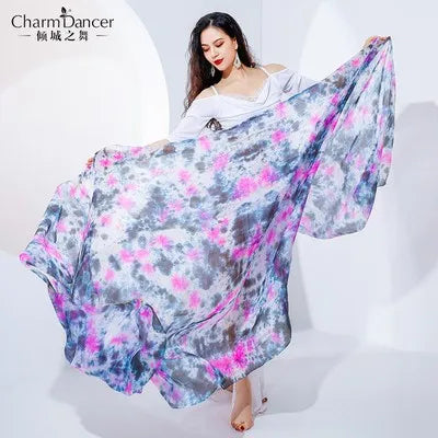Oriental Dance Mejance Veil Tie Dye Hand Scarf 260x114cm Mulberry Silk Lightweight Throw Veil