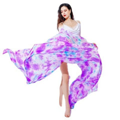 Oriental Dance Mejance Veil Tie Dye Hand Scarf 260x114cm Mulberry Silk Lightweight Throw Veil