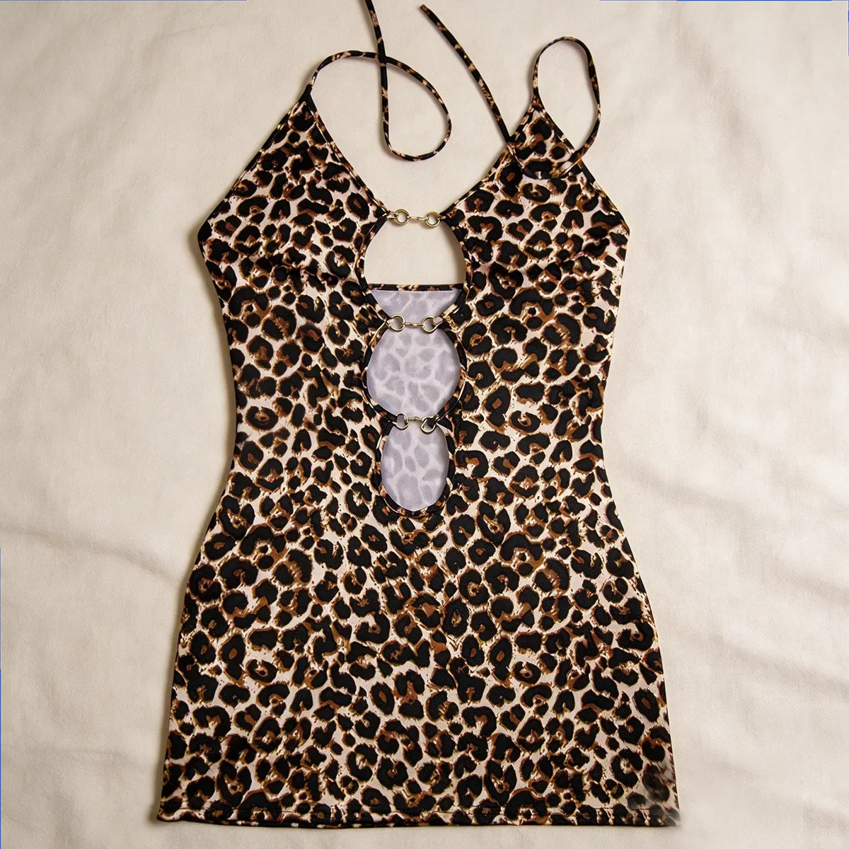 Plus Size Hollow Out Leopard Print Hip Skirt Backless Western