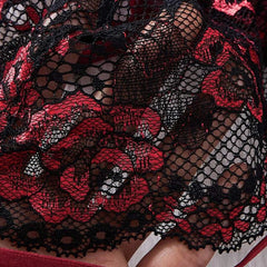 Plus Size Lace Trim Suspender Push Up