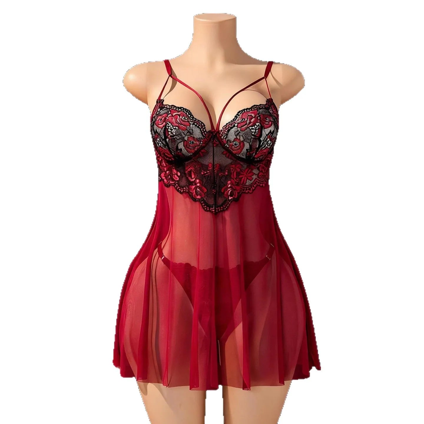 Plus Size Lace Trim Suspender Push Up