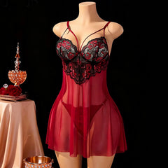 Plus Size Lace Trim Suspender Push Up