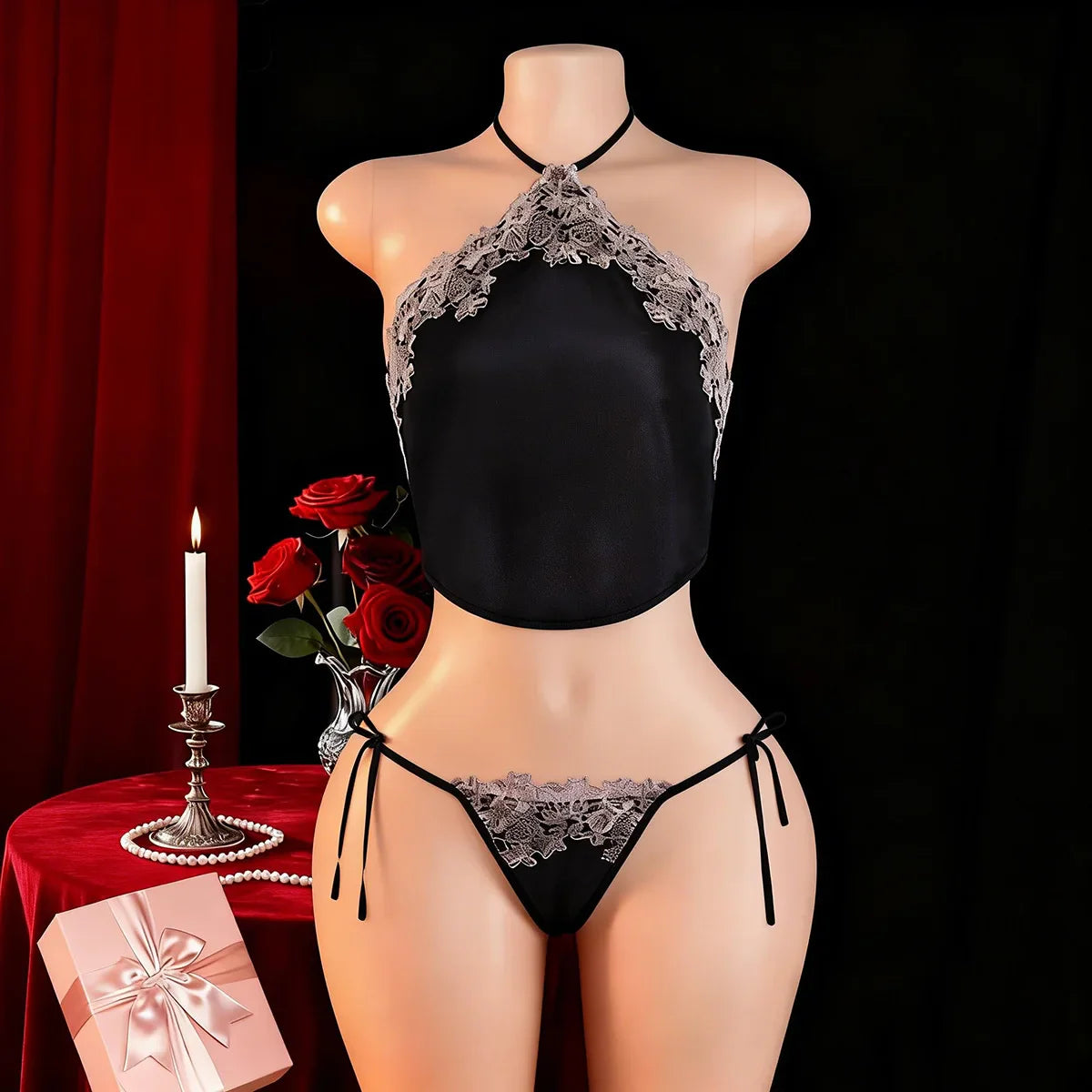 Plus Size Chinese Style Dudou Lace Up Underwear Backless Teddy Plus Size Lingerie Mesh Erotic Sets