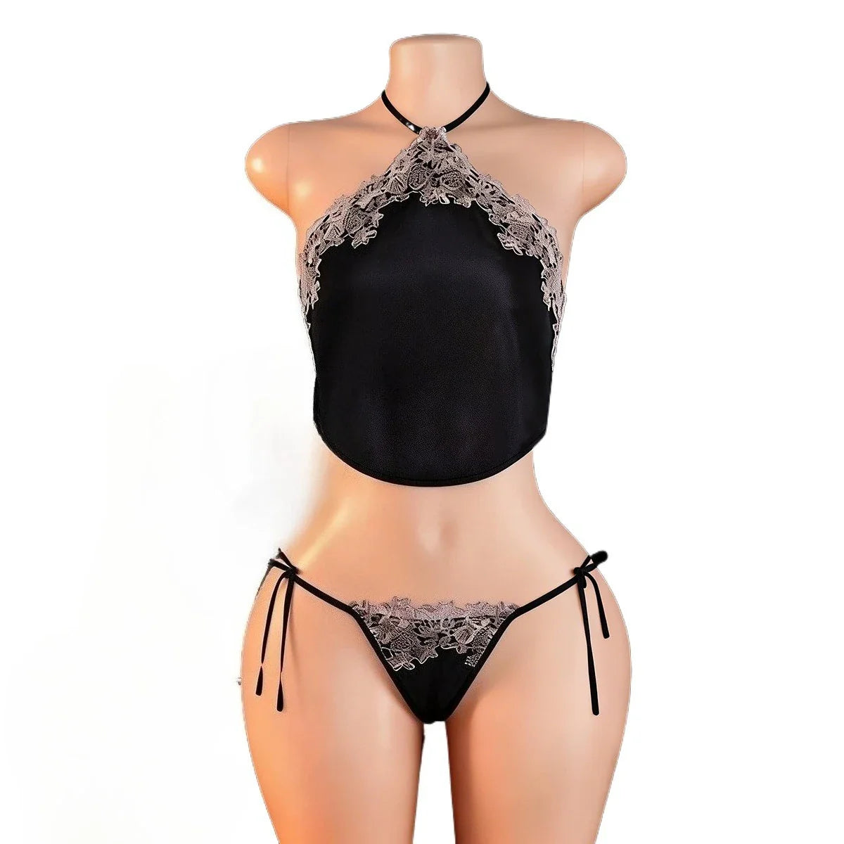 Plus Size Chinese Style Dudou Lace Up Underwear Backless Teddy Plus Size Lingerie Mesh Erotic Sets