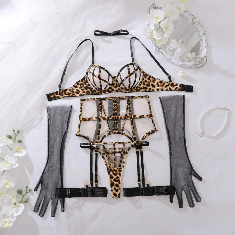Premium Lingerie Sets Bandage Diamond Bra with Choker Gloves Sissy Ultra Seductive Outfit