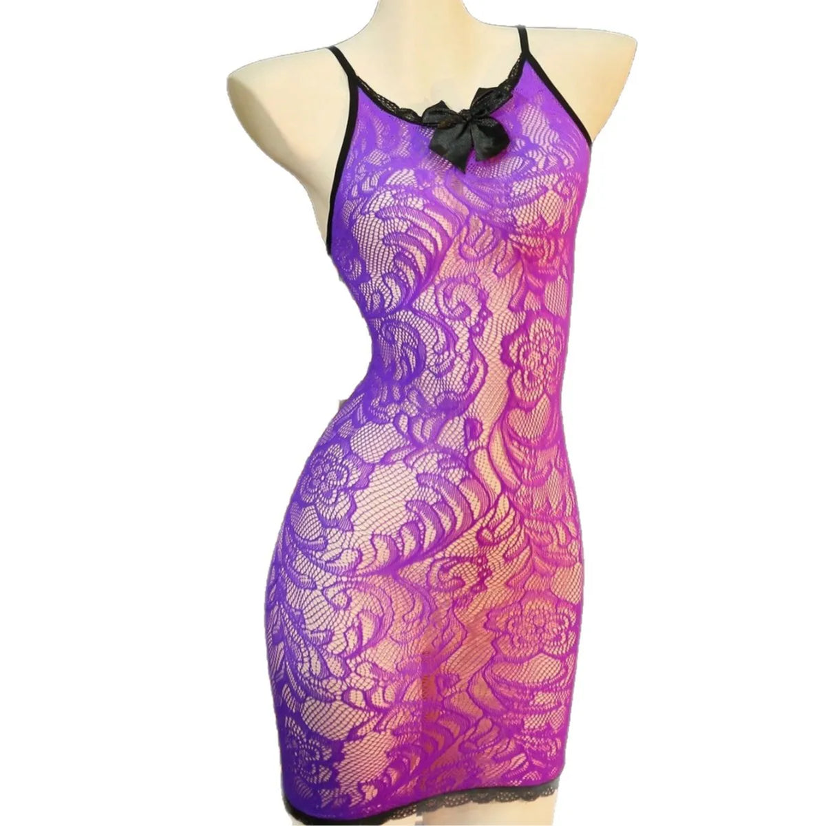 Purple Floral Fishnet