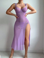 Purples Peach Slim Fit Long Skirt Garment Nightgown Nightdress Underwear Maxi Dress Lingerie
