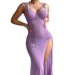 Purples Peach Slim Fit Long Skirt Garment Nightgown Nightdress Underwear Maxi Dress Lingerie