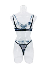 Romantic Valentine Flower Embroidery See Through Bras Erotic Seductive Underwearss Clothings Lingerie Set