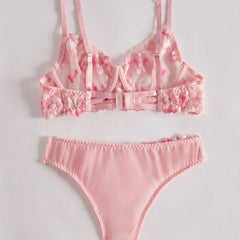 See Through Floral Embroidery Lace Bras Pure Girl Erotic Seductives Underwearss Clothings Seduct Lingerie Set