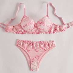 See Through Floral Embroidery Lace Bras Pure Girl Erotic Seductives Underwearss Clothings Seduct Lingerie Set