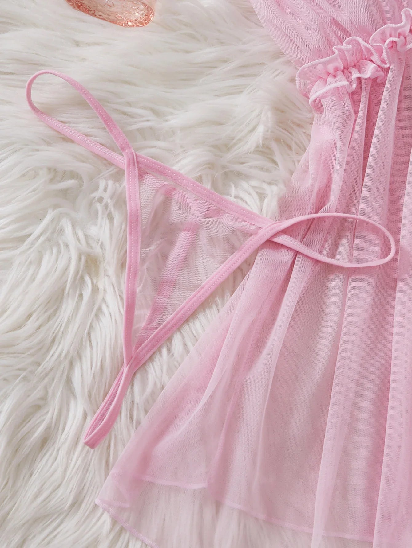 Semi Transparent Nightgown, Suspender, Seductive Clothing, Mature Erotic Lingerie With Thongs Evening Nightdress