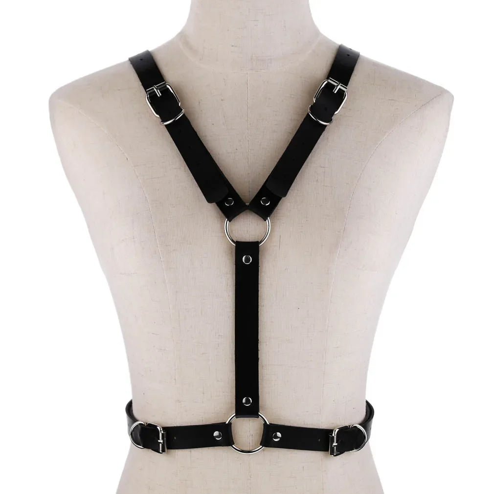 Black Angel Wings Leather Harness Goth Punk Body Chain Binding Straps  Harness Belt Cosplay Accessories