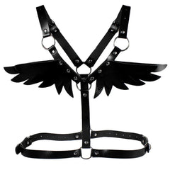 Black Angel Wings Leather Harness Goth Punk Body Chain Binding Straps  Harness Belt Cosplay Accessories