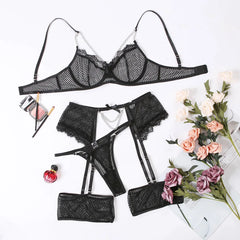 Bra And Panty set Exotic Costumes Sensual Transparent Lace Erotic Porn Goth Mesh Outfit and Briefs
