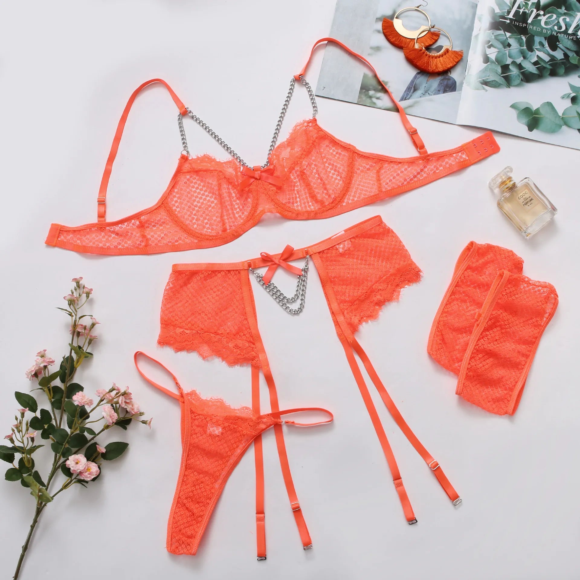 Bra And Panty set Exotic Costumes Sensual Transparent Lace Erotic Porn Goth Mesh Outfit and Briefs