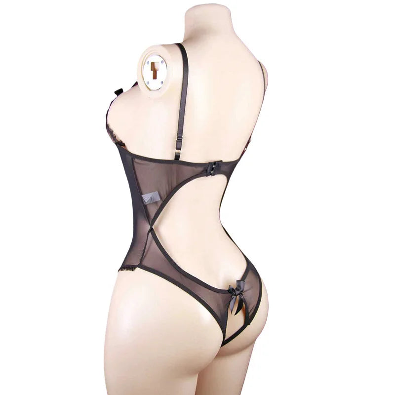 Crotchless Open Crotch Leopard Skinny Underwear Teddy Halter Backless Cross Strap Hollow Out Lingerie Set