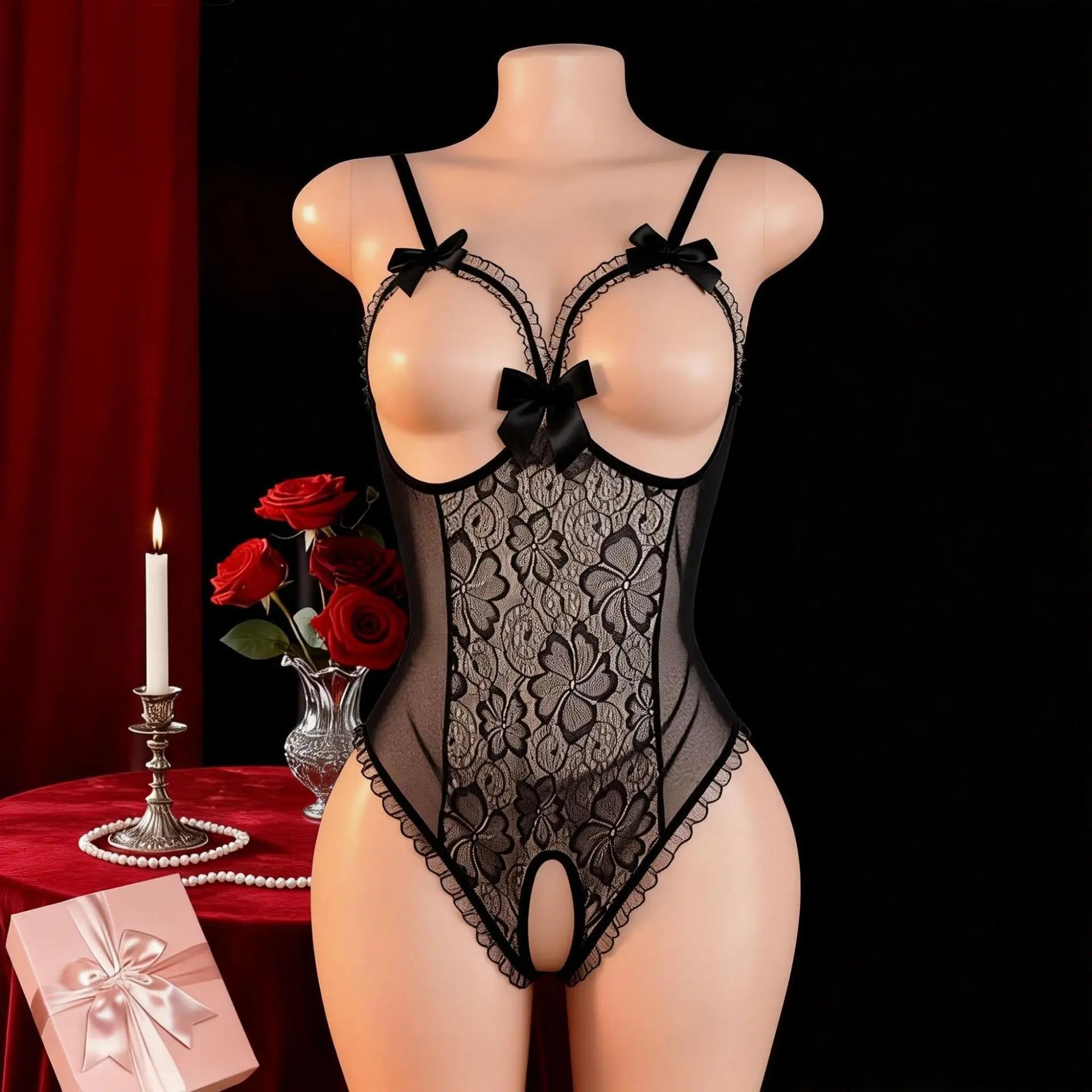 Crotchless Open Crotch Leopard Skinny Underwear Teddy Halter Backless Cross Strap Hollow Out Lingerie Set
