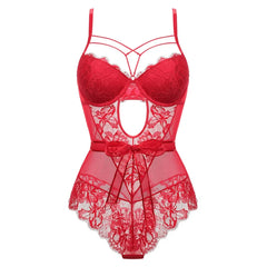 Erotic French Style Bowknot Sheer Lace Featuring Sensual Slim Fit Design Alluring See Through Lingerie