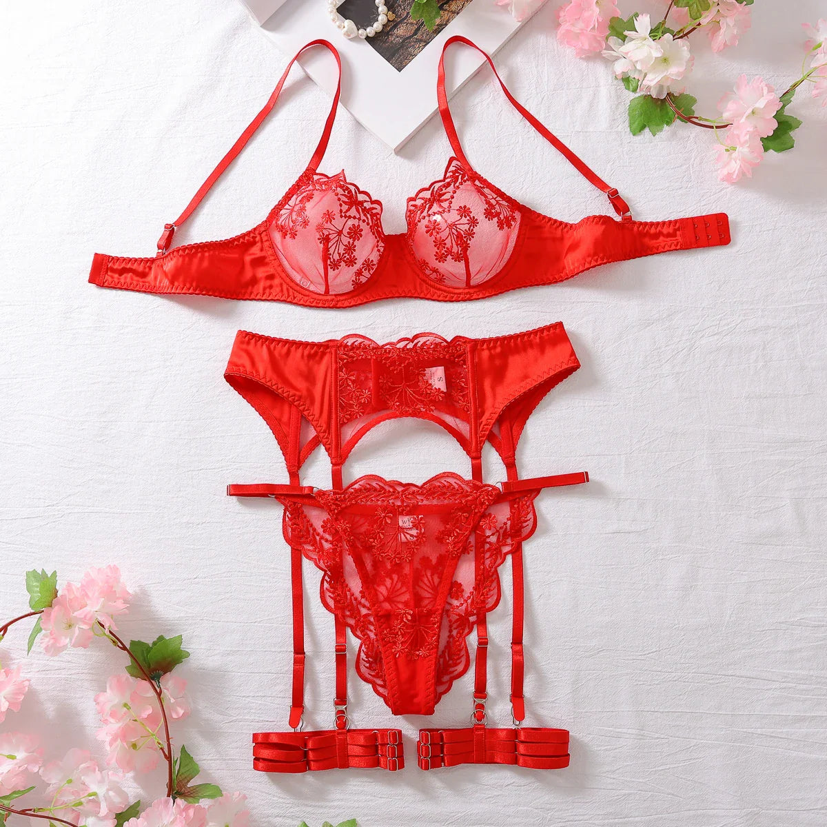 Erotic Lingerie Pantys 3pcs See Through Lingerie Sets
