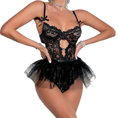 Erotics Heart Lace Sensual See Through Backless Nightwear Alluring Sensual Lingerie Nightdress