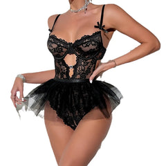 Erotics Heart Lace Sensual See Through Backless Nightwear Alluring Sensual Lingerie Nightdress