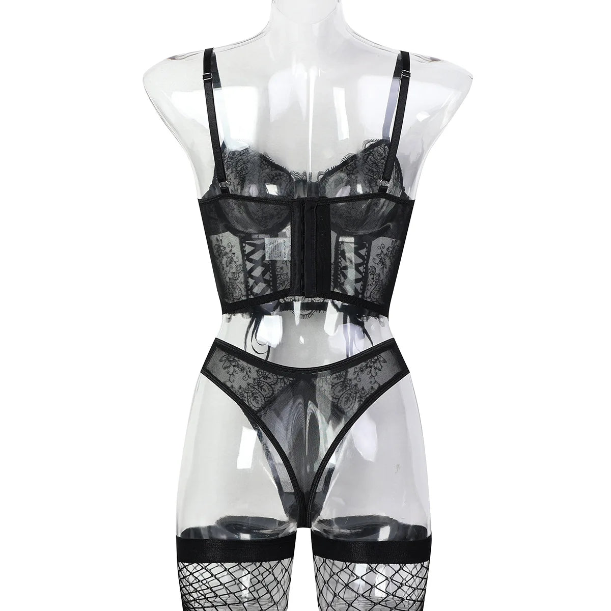 Erotics Western Style 3D Embroidery 3 Piece Set Sensual Criss Cross Alluring Attractive Breathable Lingerie Set