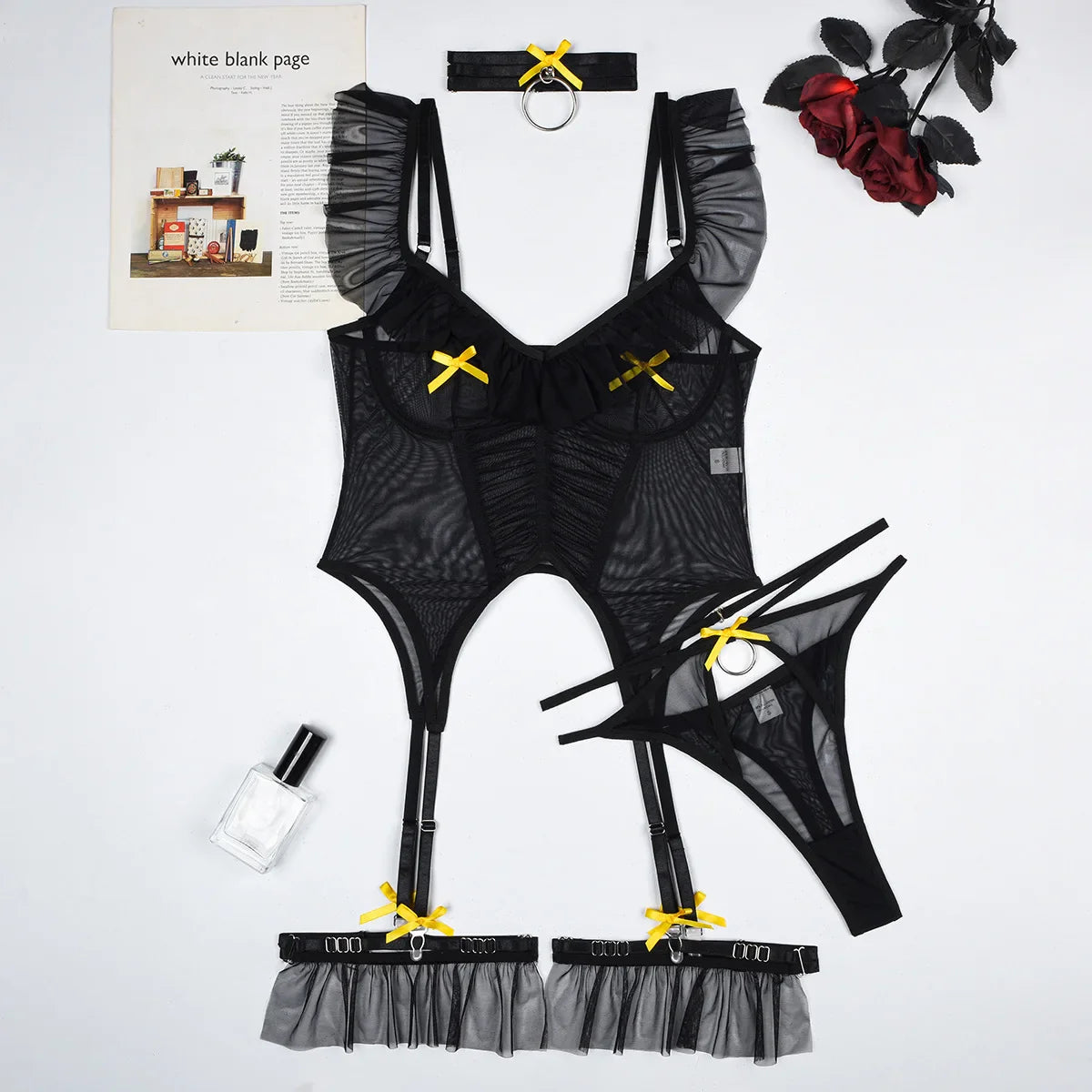 Erotics Western Style Stretch Mesh Sensual Boned Alluring Backless Attractive Breathable Lingerie Teddy