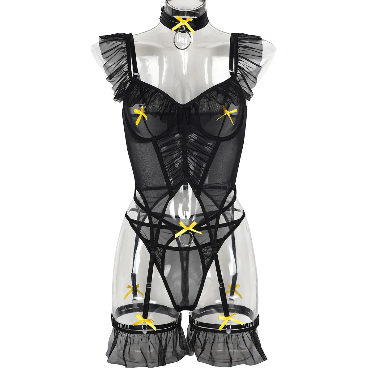 Erotics Western Style Stretch Mesh Sensual Boned Alluring Backless Attractive Breathable Lingerie Teddy
