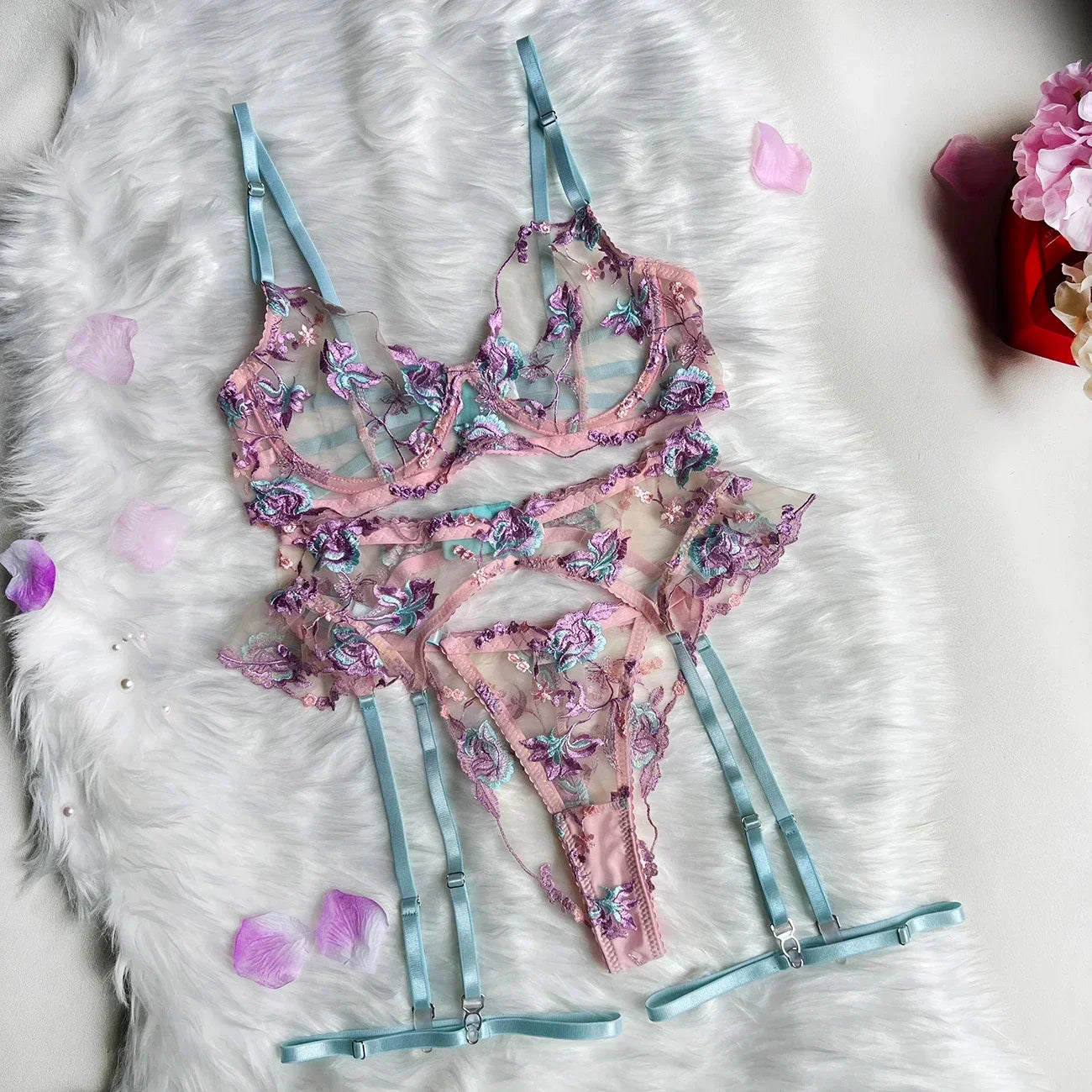Fairy Lingerie Floral Transparent Underwear Ruffle Delicate Underwear Beautiful See Through
